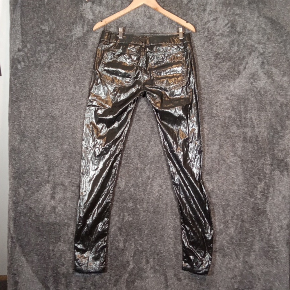 Alice + Olivia Shimmering Silver Skinny Pants Party Club Womens Sz 4 - Picture 3 of 12